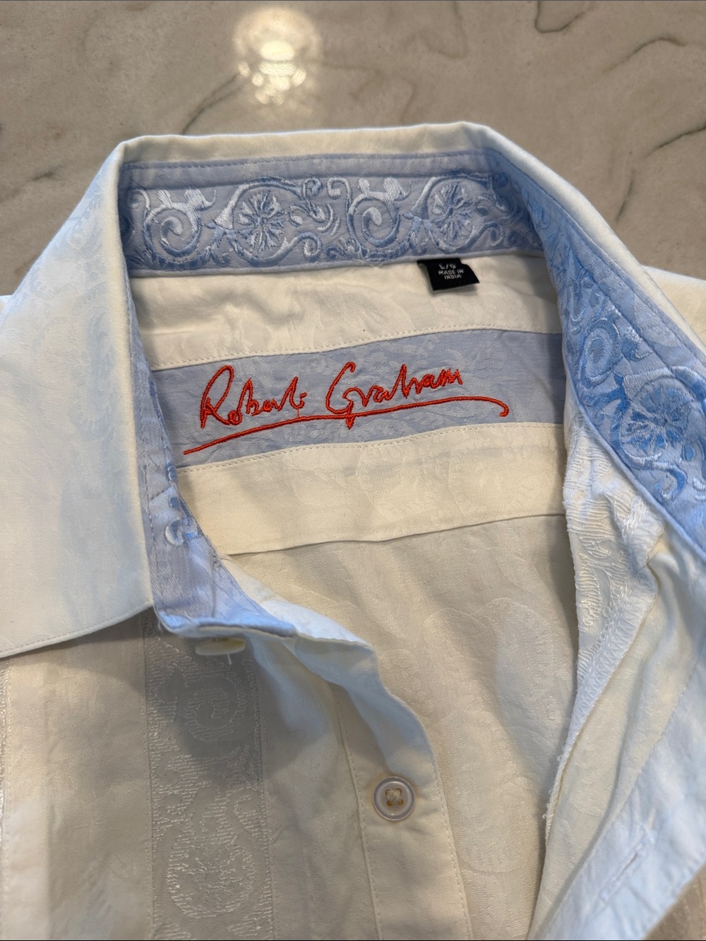 Robert Graham Cream Embroidered Panel Dress Shirt - Picture 2 of 3